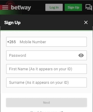 Register On The Betway Malawi App