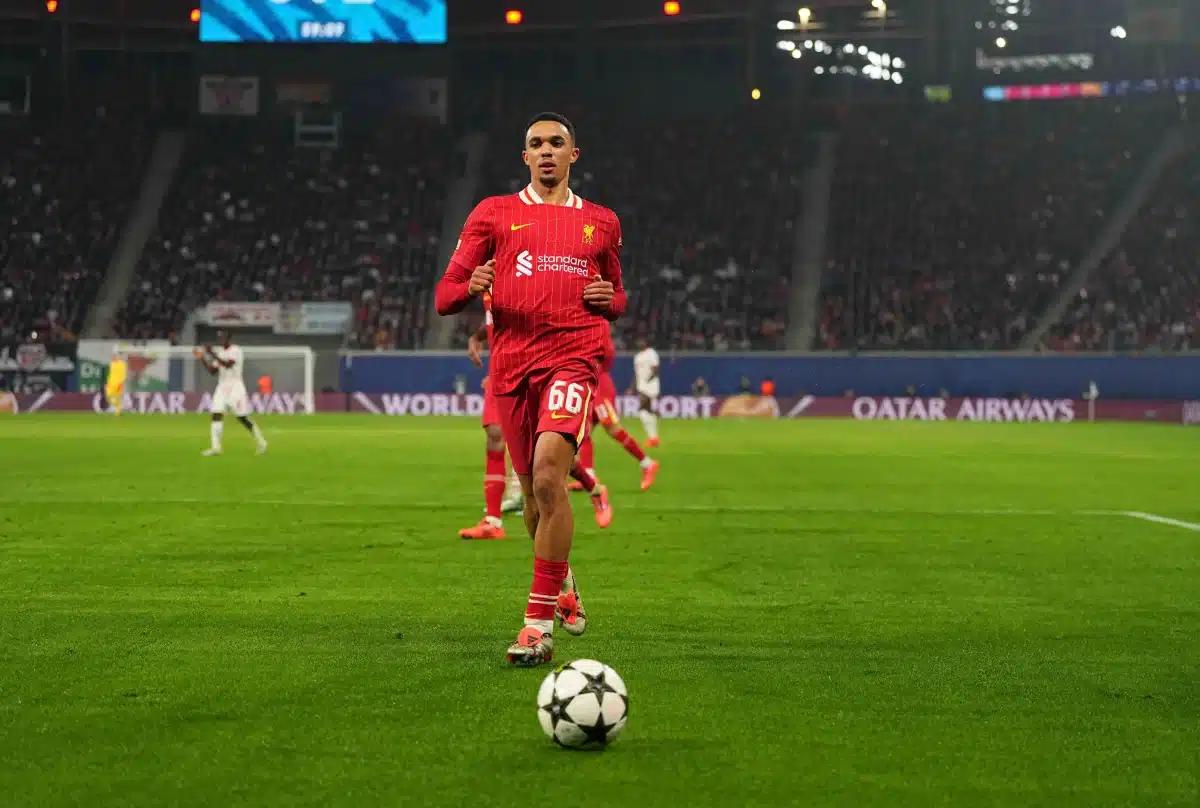 Trent Alexander-Arnold of Liverpool controls the ball during a Champions League Group Phase day 3 game