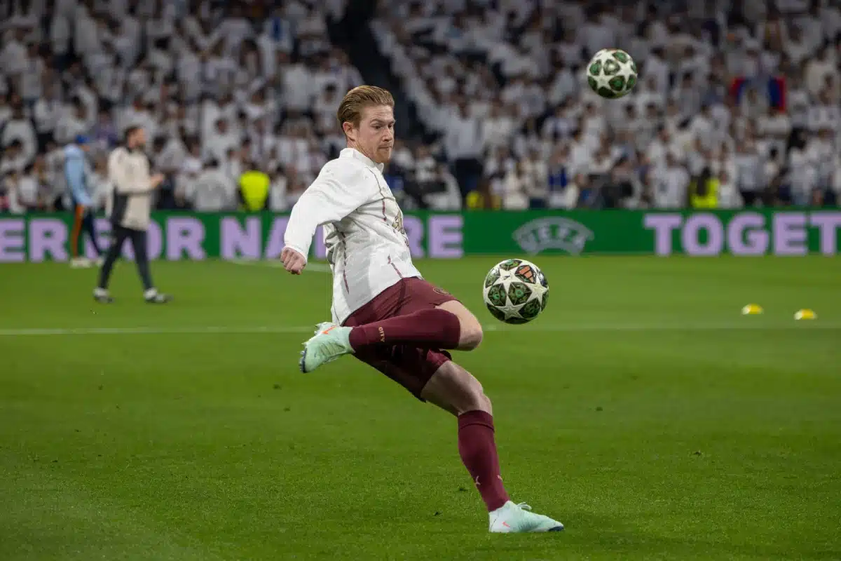 Manchester City's Kevin De Bruyne seen in action during the UEFA Champions League play-off second leg match